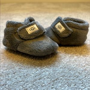 UGG Gray Baby Walker Booties with Soft Fuzzy Material